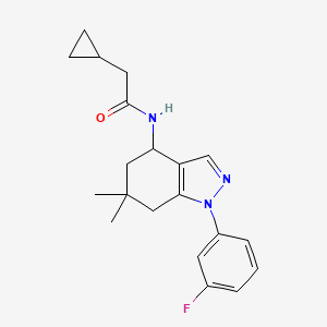 molecular formula C20H24FN3O B6012635 2-cyclopropyl-N-[1-(3-fluorophenyl)-6,6-dimethyl-4,5,6,7-tetrahydro-1H-indazol-4-yl]acetamide 