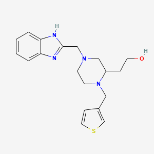 molecular formula C19H24N4OS B6012637 2-[4-(1H-benzimidazol-2-ylmethyl)-1-(3-thienylmethyl)-2-piperazinyl]ethanol 