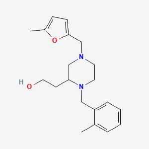 molecular formula C20H28N2O2 B6012653 2-{1-(2-methylbenzyl)-4-[(5-methyl-2-furyl)methyl]-2-piperazinyl}ethanol 