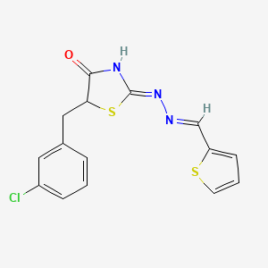 molecular formula C15H12ClN3OS2 B6012682 2-thiophenecarbaldehyde [5-(3-chlorobenzyl)-4-oxo-1,3-thiazolidin-2-ylidene]hydrazone 
