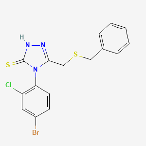 molecular formula C16H13BrClN3S2 B6012685 5-[(benzylthio)methyl]-4-(4-bromo-2-chlorophenyl)-4H-1,2,4-triazole-3-thiol 