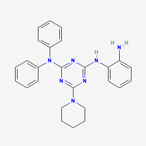 molecular formula C26H27N7 B6012698 N'-(2-aminophenyl)-N,N-diphenyl-6-(1-piperidinyl)-1,3,5-triazine-2,4-diamine 