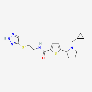 molecular formula C17H23N5OS2 B6012732 5-[1-(cyclopropylmethyl)-2-pyrrolidinyl]-N-[2-(1H-1,2,3-triazol-5-ylthio)ethyl]-2-thiophenecarboxamide 