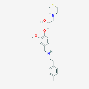 molecular formula C24H34N2O3S B6012742 1-[2-methoxy-4-({[2-(4-methylphenyl)ethyl]amino}methyl)phenoxy]-3-(4-thiomorpholinyl)-2-propanol 