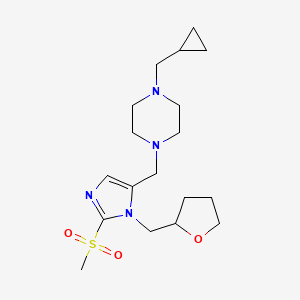 molecular formula C18H30N4O3S B6012755 1-(cyclopropylmethyl)-4-{[2-(methylsulfonyl)-1-(tetrahydro-2-furanylmethyl)-1H-imidazol-5-yl]methyl}piperazine 