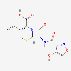 molecular formula C13H11N3O6S B601280 (6R,7R)-7-(4-Hydroxyisoxazole-3-carboxamido)-8-oxo-3-vinyl-5-thia-1-azabicyclo(4.2.0)oct-2-ene-2-carboxylic acid CAS No. 1356842-10-8