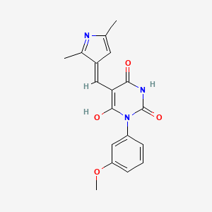 molecular formula C18H17N3O4 B6012801 5-[(2,5-dimethyl-1H-pyrrol-3-yl)methylene]-1-(3-methoxyphenyl)-2,4,6(1H,3H,5H)-pyrimidinetrione 