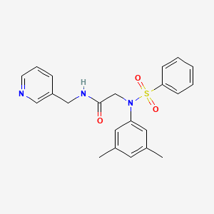 molecular formula C22H23N3O3S B6012873 N~2~-(3,5-dimethylphenyl)-N~2~-(phenylsulfonyl)-N~1~-(3-pyridinylmethyl)glycinamide 