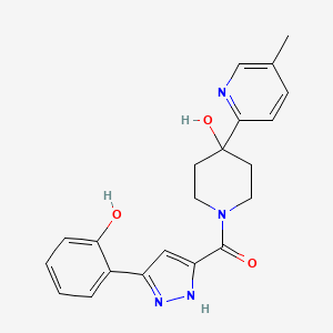 molecular formula C21H22N4O3 B6012881 1-{[3-(2-hydroxyphenyl)-1H-pyrazol-5-yl]carbonyl}-4-(5-methylpyridin-2-yl)piperidin-4-ol 