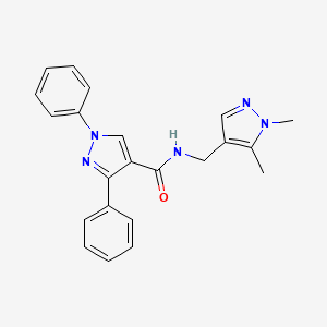 molecular formula C22H21N5O B6012902 N-[(1,5-dimethyl-1H-pyrazol-4-yl)methyl]-1,3-diphenyl-1H-pyrazole-4-carboxamide 