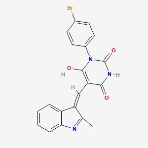 molecular formula C20H14BrN3O3 B6012954 1-(4-bromophenyl)-5-[(2-methyl-1H-indol-3-yl)methylene]-2,4,6(1H,3H,5H)-pyrimidinetrione 