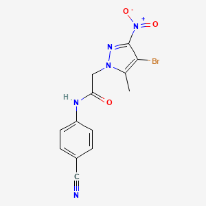molecular formula C13H10BrN5O3 B6012968 2-(4-bromo-5-methyl-3-nitro-1H-pyrazol-1-yl)-N-(4-cyanophenyl)acetamide 