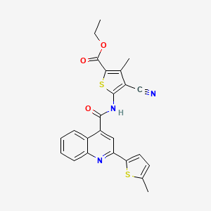 molecular formula C24H19N3O3S2 B6012972 ethyl 4-cyano-3-methyl-5-({[2-(5-methyl-2-thienyl)-4-quinolinyl]carbonyl}amino)-2-thiophenecarboxylate 