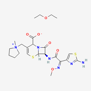 molecular formula C19H24N6O5S2 B601298 (6R,7R)-7-[[(2Z)-2-(2-amino-1,3-thiazol-4-yl)-2-methoxyiminoacetyl]amino]-3-[(1-methylpyrrolidin-1-ium-1-yl)methyl]-8-oxo-5-thia-1-azabicyclo[4.2.0]oct-3-ene-2-carboxylate;ethoxyethane CAS No. 88040-25-9