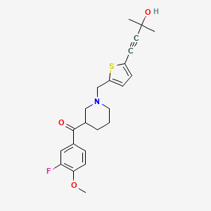 molecular formula C23H26FNO3S B6013009 (3-fluoro-4-methoxyphenyl)(1-{[5-(3-hydroxy-3-methyl-1-butyn-1-yl)-2-thienyl]methyl}-3-piperidinyl)methanone 