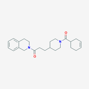 molecular formula C24H32N2O2 B6013022 2-{3-[1-(3-cyclohexen-1-ylcarbonyl)-4-piperidinyl]propanoyl}-1,2,3,4-tetrahydroisoquinoline 