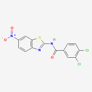 molecular formula C14H7Cl2N3O3S B6013047 3,4-dichloro-N-(6-nitro-1,3-benzothiazol-2-yl)benzamide 