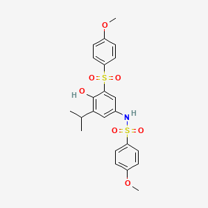 molecular formula C23H25NO7S2 B6013055 N-{4-hydroxy-3-isopropyl-5-[(4-methoxyphenyl)sulfonyl]phenyl}-4-methoxybenzenesulfonamide 