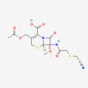 molecular formula C15H17N3O7S2 B601306 (6R,7S)-3-(乙酰氧甲基)-7-[[2-(氰甲硫烷基)乙酰]氨基]-7-甲氧基-8-氧代-5-硫杂-1-氮杂双环[4.2.0]辛-2-烯-2-羧酸 CAS No. 56796-16-8