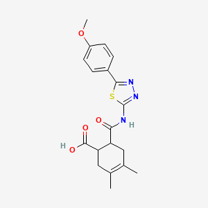 molecular formula C19H21N3O4S B6013084 6-({[5-(4-methoxyphenyl)-1,3,4-thiadiazol-2-yl]amino}carbonyl)-3,4-dimethyl-3-cyclohexene-1-carboxylic acid 