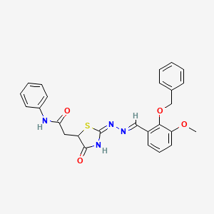 molecular formula C26H24N4O4S B6013099 2-(2-{[2-(benzyloxy)-3-methoxybenzylidene]hydrazono}-4-oxo-1,3-thiazolidin-5-yl)-N-phenylacetamide 