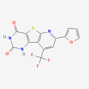 molecular formula C14H6F3N3O3S B6013136 7-(2-furyl)-4-hydroxy-9-(trifluoromethyl)pyrido[3',2':4,5]thieno[3,2-d]pyrimidin-2(1H)-one 