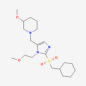 molecular formula C20H35N3O4S B6013148 1-{[2-[(cyclohexylmethyl)sulfonyl]-1-(2-methoxyethyl)-1H-imidazol-5-yl]methyl}-3-methoxypiperidine 