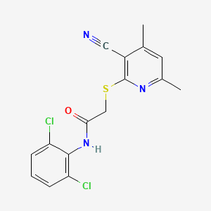 2-[(3-cyano-4,6-dimethyl-2-pyridinyl)thio]-N-(2,6-dichlorophenyl)acetamide