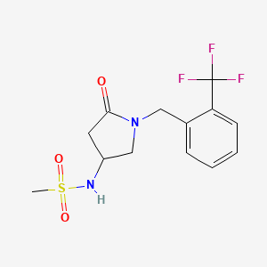 molecular formula C13H15F3N2O3S B6013177 N-{5-oxo-1-[2-(trifluoromethyl)benzyl]-3-pyrrolidinyl}methanesulfonamide 