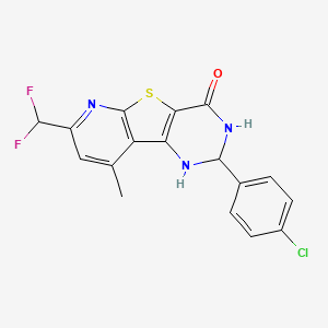 molecular formula C17H12ClF2N3OS B6013216 2-(4-chlorophenyl)-7-(difluoromethyl)-9-methyl-2,3-dihydropyrido[3',2':4,5]thieno[3,2-d]pyrimidin-4(1H)-one 