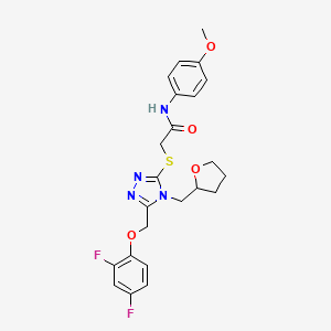 molecular formula C23H24F2N4O4S B6013226 2-{[5-[(2,4-difluorophenoxy)methyl]-4-(tetrahydro-2-furanylmethyl)-4H-1,2,4-triazol-3-yl]thio}-N-(4-methoxyphenyl)acetamide 
