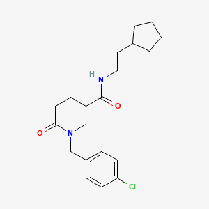 molecular formula C20H27ClN2O2 B6013237 1-(4-chlorobenzyl)-N-(2-cyclopentylethyl)-6-oxo-3-piperidinecarboxamide 