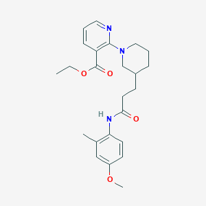 molecular formula C24H31N3O4 B6013243 ethyl 2-(3-{3-[(4-methoxy-2-methylphenyl)amino]-3-oxopropyl}-1-piperidinyl)nicotinate 
