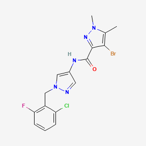 molecular formula C16H14BrClFN5O B6013284 4-bromo-N-[1-(2-chloro-6-fluorobenzyl)-1H-pyrazol-4-yl]-1,5-dimethyl-1H-pyrazole-3-carboxamide 