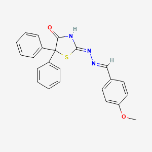 molecular formula C23H19N3O2S B6013299 4-methoxybenzaldehyde (4-oxo-5,5-diphenyl-1,3-thiazolidin-2-ylidene)hydrazone 
