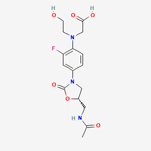 molecular formula C16H19FN3O6Na B601331 甘氨酸，N-(4-((5S)-5-((乙酰氨基)甲基)-2-氧代-3-恶唑烷基)-2-氟苯基)-N-(2-羟乙基)- CAS No. 368891-70-7
