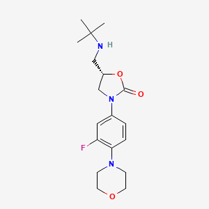 molecular formula C18H26FN3O3 B601336 (5S)-5-[(叔丁基氨基)甲基]-3-(3-氟-4-吗啉-4-基苯基)-1,3-噁唑烷-2-酮 CAS No. 1215006-08-8