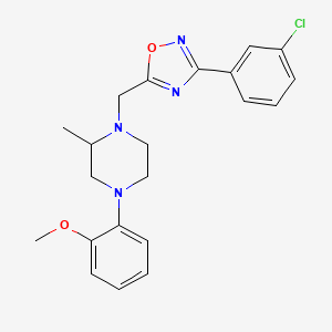 molecular formula C21H23ClN4O2 B6013380 1-{[3-(3-chlorophenyl)-1,2,4-oxadiazol-5-yl]methyl}-4-(2-methoxyphenyl)-2-methylpiperazine 