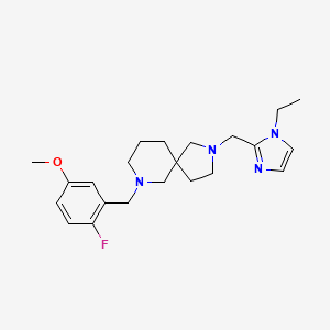 molecular formula C22H31FN4O B6013393 2-[(1-ethyl-1H-imidazol-2-yl)methyl]-7-(2-fluoro-5-methoxybenzyl)-2,7-diazaspiro[4.5]decane 