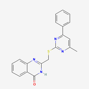 molecular formula C20H16N4OS B6013404 2-{[(4-methyl-6-phenyl-2-pyrimidinyl)thio]methyl}-4(3H)-quinazolinone 