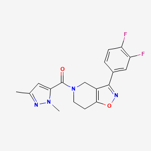 molecular formula C18H16F2N4O2 B6013421 3-(3,4-difluorophenyl)-5-[(1,3-dimethyl-1H-pyrazol-5-yl)carbonyl]-4,5,6,7-tetrahydroisoxazolo[4,5-c]pyridine 