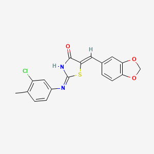 molecular formula C18H13ClN2O3S B6013476 5-(1,3-benzodioxol-5-ylmethylene)-2-[(3-chloro-4-methylphenyl)amino]-1,3-thiazol-4(5H)-one 