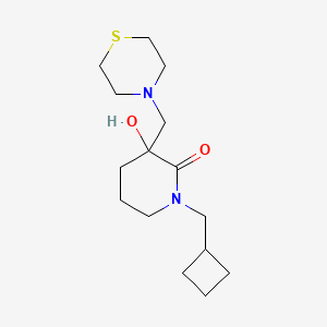 molecular formula C15H26N2O2S B6013502 1-(cyclobutylmethyl)-3-hydroxy-3-(4-thiomorpholinylmethyl)-2-piperidinone 