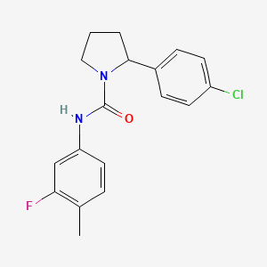 molecular formula C18H18ClFN2O B6013517 2-(4-chlorophenyl)-N-(3-fluoro-4-methylphenyl)-1-pyrrolidinecarboxamide 