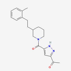 molecular formula C20H25N3O2 B6013525 1-[5-({3-[2-(2-methylphenyl)ethyl]-1-piperidinyl}carbonyl)-1H-pyrazol-3-yl]ethanone 
