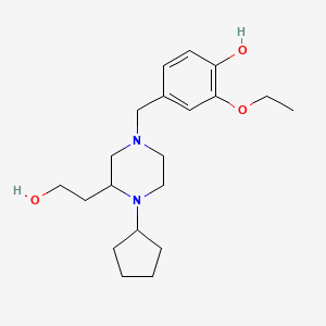 molecular formula C20H32N2O3 B6013529 4-{[4-cyclopentyl-3-(2-hydroxyethyl)-1-piperazinyl]methyl}-2-ethoxyphenol 