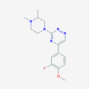 molecular formula C16H20FN5O B6013531 3-(3,4-dimethyl-1-piperazinyl)-5-(3-fluoro-4-methoxyphenyl)-1,2,4-triazine 