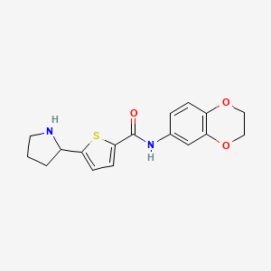 molecular formula C17H18N2O3S B6013543 N-(2,3-dihydro-1,4-benzodioxin-6-yl)-5-(2-pyrrolidinyl)-2-thiophenecarboxamide trifluoroacetate 