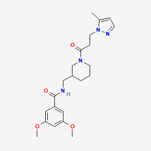 3,5-dimethoxy-N-({1-[3-(5-methyl-1H-pyrazol-1-yl)propanoyl]-3-piperidinyl}methyl)benzamide