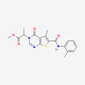 molecular formula C19H19N3O4S B6013613 methyl 2-[5-methyl-6-{[(2-methylphenyl)amino]carbonyl}-4-oxothieno[2,3-d]pyrimidin-3(4H)-yl]propanoate 